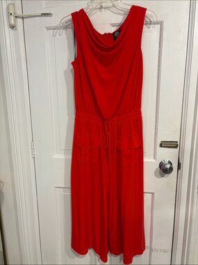Vince Camuto burnt orange Sleeveless Jumpsuit with Drawstring Waist